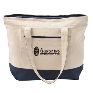 12 oz Cotton Canvas Zippered Tote Bag