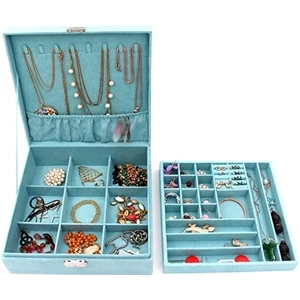 Two-Layer Jewelry Box Organizer Display Storage Case