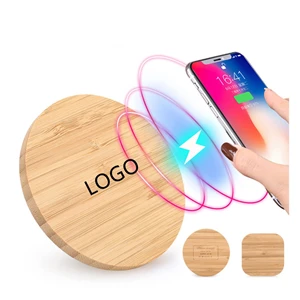 Custom Logo Bamboo Cell Phone Wireless Charger