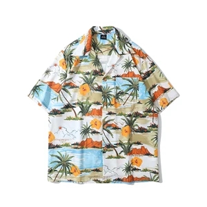 Custom Logo Unisex Printed Hawaiian Camp Shirt