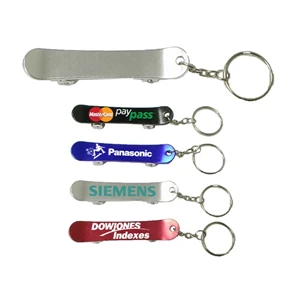 Skateboard shape bottle opener keychain