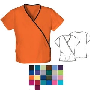 Cherokee - Contrast Wrap Top With Black Accent Piping And Two Side Angle Pockets, Blank