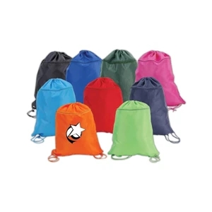 Drawstring Backpack With Front Zippered Pocket With Rope Type Shoulder Straps