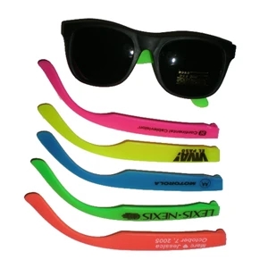 Children's Rubber Frame Sunglasses With Black Front And Neon Colored Arms