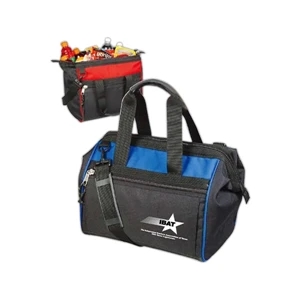 Sport Cooler Tote With Metal Frame Opening And Adjustable Shoulder Strap