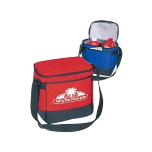 Polyester 12-can Cooler Bag With Vinyl Reinforced Bottom 42" Adjustable Strap