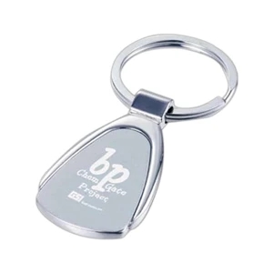 Two Tone Triangle Key Tag With Polished Metal Body With Matted Center Plate