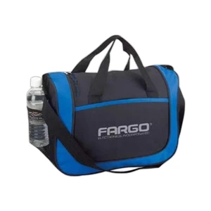 Two-tone Portfolio With Mesh Bottle Holder And Zippered Main Compartment