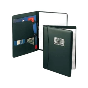 Simulated Leather Padfolio With Interior Organizer, Pen Loop, And Writing Pad