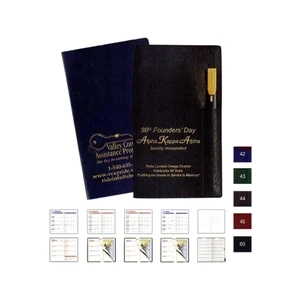Executive Vinyl Weekly 1-color Planner With Gold Tip Pen, Map And Gilded Edges