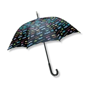 Domestic Nylon Fashion 48" Arc Umbrella With Wood Shaft And Curved Handle