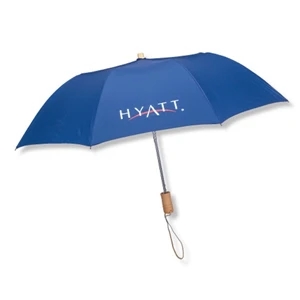 Executive - Automatic Opening 43" Arc Folding Umbrella With Round Wood Handle And Ferrule