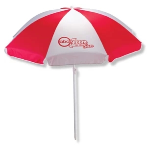 Beach Umbrella Is Great For Indoor Display, Features A Two Piece White Frame