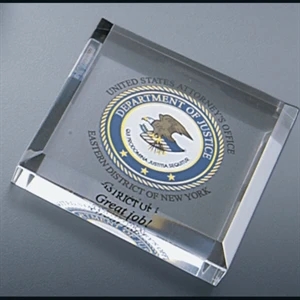 Corporate Series - Blank Goods. Clear Acrylic Square Paperweight With Bevel On Top