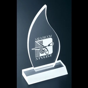 Frosted Series - Blank Goods. Clear Frosted Economy Acrylic Flame Award, 3 3/4" X 7" X 3/8"