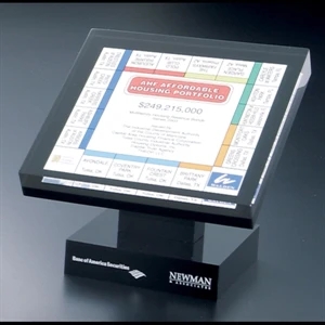 Lucite (r) - Blank Goods. Custom 6" X 6" X 7/8" With Black Back And Pedestal Base Award