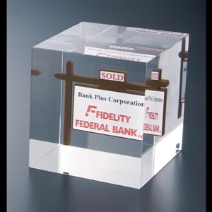 Lucite (r) - Blank Goods. Clear Cube Embedment, 3 1/2" X 3 1/2" X 3 1/2"