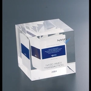 Lucite (r) - Blank Goods. Custom Cube Shape Award With Booklet, 3" X 3" X 3"