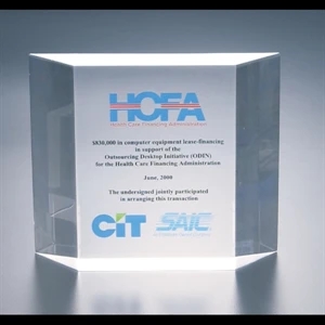 Lucite (r) - Blank Goods. Custom Trapezoid Award, 6 3/8" X 5 3/8" X 1 3/8"