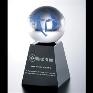 Lucite (r) - Blank Goods. Custom 3" Dia. Sphere On A 3" X 3" X 2" Black Base Award
