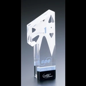 Lucite (r) - Blank Goods. Clear Number One Shape Embedment With Colored Bottom