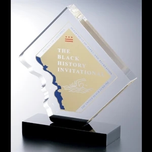 Lucite (r) - Blank Goods. Custom Jagged Edge With Base Award, 6 11/16" X 6 1/2" X 1"