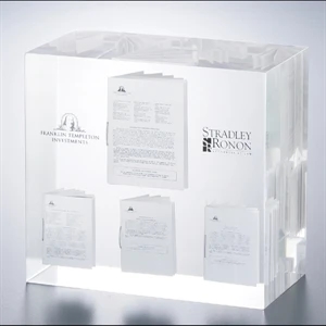 Lucite (r) - Blank. Custom Award With Four Miniature Booklets Inside, 5 3/8" X 5 3/8" X 3"