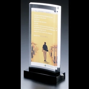 Lucite (r) - Blank Goods. Custom Curved With Black Base Award, 8" X 4" X 3/4"