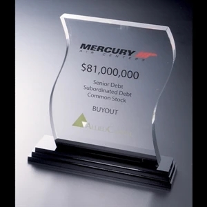 Lucite (r) - Blank Goods. Clear Wave Embedment Award With Tripled Tiered Base