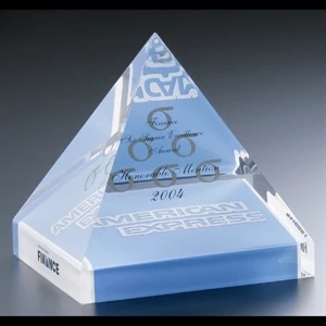 Lucite (r) - Blank Goods. Clear Pyramid Embedment With Colored Bottom, 7" X 7" X 7 1/2" Award
