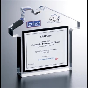 Lucite (r) - Blank Goods. House Shape Custom Award, 5 3/4" X 5 1/4" X 1"