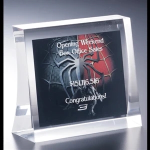 Lucite (r) - Blank Goods. Clear Embedment Easel Shape Award, 6" X 5" X 2"