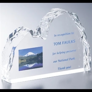 Lucite (r) - Blank Goods. Clear Double Peak Mountain Ice Effect Embedment, 6" X 4" X 1 1/4"