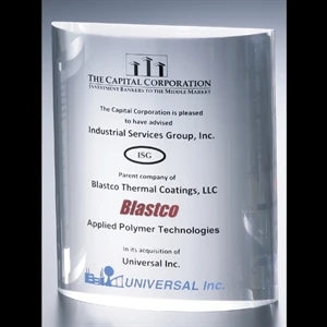 Lucite (r) - Blank Goods. Clear Half Oval Embedment Award, 5" X 6" X 1 3/8"