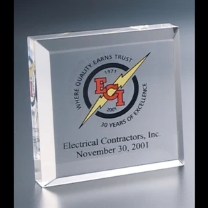 Lucite (r) - Blank Goods. Clear Square Embedment Award With Bevel On Top