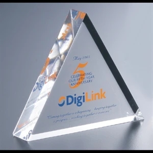 Lucite (r) - Blank Goods. Clear Equilateral Triangular Embedment Award, 4" X 3 1/2" X 7/8"