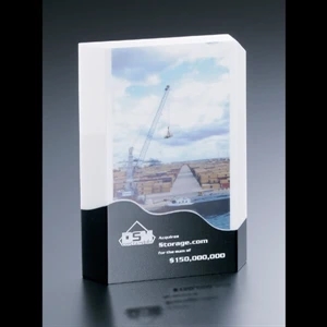 Blank Goods. Surface Print With Black And White Acrylic Award, 5" X 7" X 7/8"