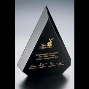 Blank Goods. Black Acrylic Triangular Award Paperweight With Beveled Edges