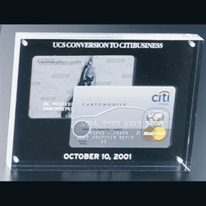 Blank Goods. Clear Acrylic Entrapment Plaque With Background, 6" X 4 1/2" X 7/8"