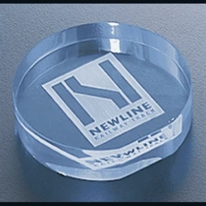 Executive Series - Blank Goods. Acrylic Round Paperweight With Flatbed, 3 1/2" X 3 1/2" X 3/4"