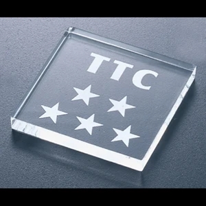 Economy Series - Blank Goods. Clear Economy Acrylic Square Paperweight, 3" X 3" X 3/8"