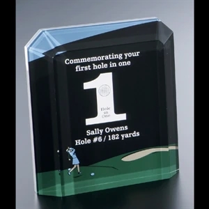 Golf Series - Blank Goods. Acrylic Female Golf Award, 6 1/2" X 7 1/4" X 1 1/4"