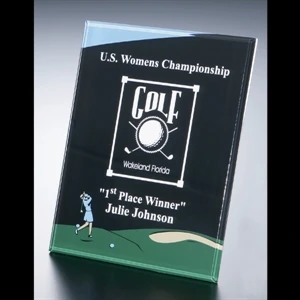 Golf Series - Blank Goods. Acrylic Beveled Female Golf Award, 8" X 10" X 3/8"