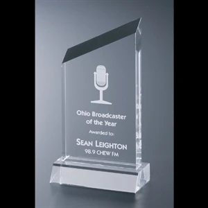 Executive Series - Blank Goods. Acrylic Executive Slanted Peak Award, 3" X 7" With Base