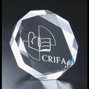Corporate Series - Blank Goods. Clear Acrylic Corporate Multi-faceted Octagon Award, 6" X 6" X 2"