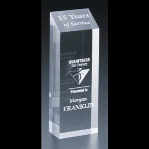 Corporate Series - 3 1/2" X 10" X 2" - Blank Goods. Clear Acrylic Corporate Award