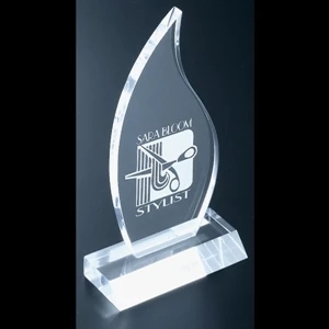 Economy Series - Blank Goods. Clear, Polished Economy Acrylic Flame Award, 3 1/4" X 6"