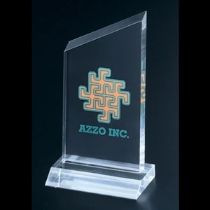 Economy Series - Blank Goods. Clear, Polished Economy Acrylic Slanted Peak Award, 3" X 5 3/4" X 3/8"