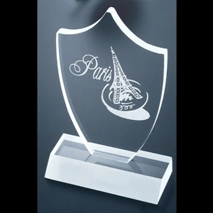 Frosted Series - Blank Goods. Clear, Frosted Economy Acrylic Crest Award, 4" X 5" X 3/8"