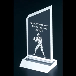 Frosted Series - Blank Goods. Clear Frosted Economy Acrylic Slanted Peak Award, 3" X 5 3/4" X 3/8"